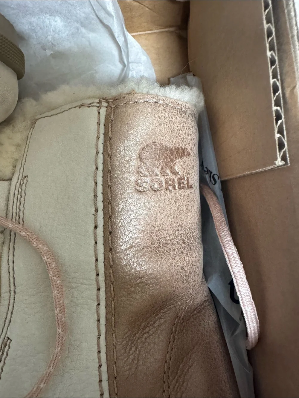 Sorel Women's Cream and Tan Shearling Lace-Up Winter Boots